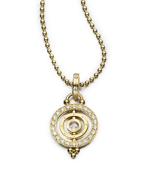 Temple St. Clair - Royal Blue Moonstone & 18K Gold Dual Ring Pendant