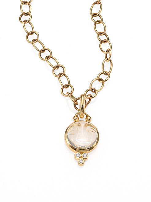 Temple St. Clair - Celestial Rock Crystal, Diamond & 18K Yellow Gold Small Moonface Pendant