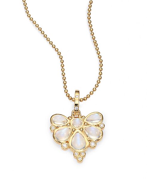 Temple St. Clair - Royal Blue Moonstone, Diamond & 18K Yellow Gold Fan Pendant