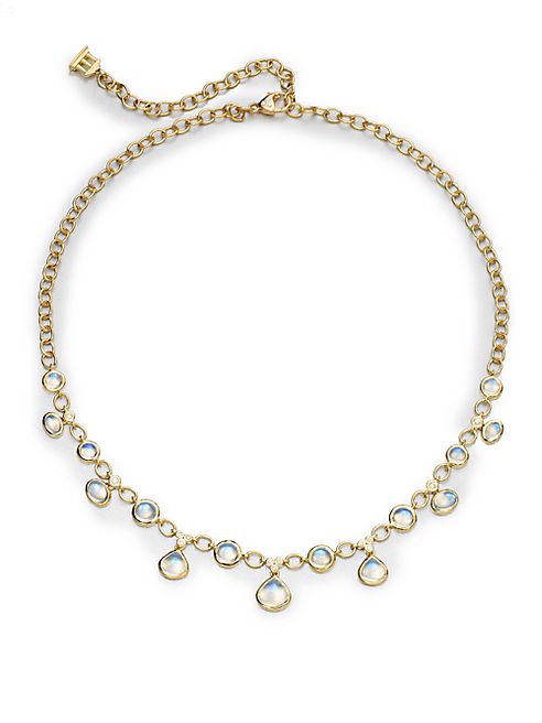 Temple St. Clair - Royal Blue Moonstone, Diamond & 18K Yellow Gold Half Bib Necklace