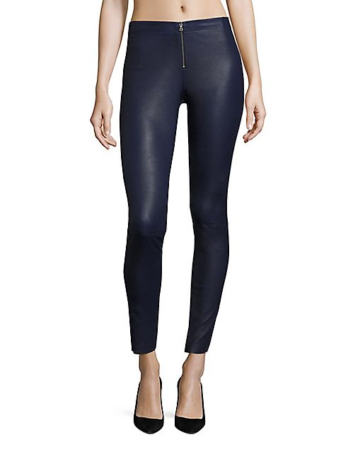 Alice + Olivia - Front-Zip Leather Legging